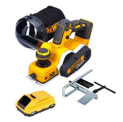 Raboteuse à batterie DeWalt DCP 580 N 18 V 82 mm sans balais + sac de récupération de poussière DWV 9390 + 1x batterie 3,0 Ah - sans chargeur