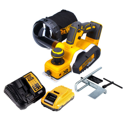 Raboteuse à batterie DeWalt DCP 580 L1 18 V 82 mm sans balais + sac à poussière DWV 9390 + 1x batterie 3,0 Ah + chargeur