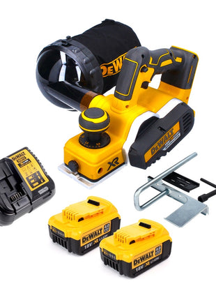 Raboteuse à batterie DeWalt DCP 580 M2 18 V 82 mm sans balais + sac à poussière DWV 9390 + 2x batteries 4,0 Ah + chargeur