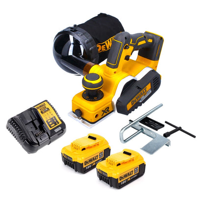 Raboteuse à batterie DeWalt DCP 580 M2 18 V 82 mm sans balais + sac à poussière DWV 9390 + 2x batteries 4,0 Ah + chargeur