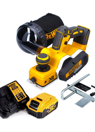 Raboteuse à batterie DeWalt DCP 580 P1 18 V 82 mm sans balais + sac à poussière DWV 9390 + 1x batterie 5,0 Ah + chargeur