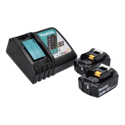 Makita DHR 243 RFJ marteau perforateur sans fil 18 V 2,0 J SDS plus sans balais + 2 batteries 3,0 Ah + chargeur + jeu de 11 burins + Makpac