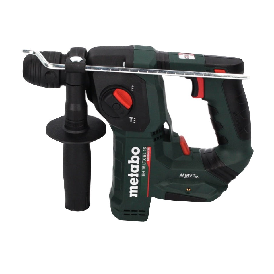 Metabo BH 18 LTX BL 16 Akku Bohrhammer 18 V 1,3 J SDS-plus Brushless + 2x Akku 4,0 Ah + Ladegerät + Bohrer und Meißel Set 11 tlg. PGM zertifiziert + MetaBOX