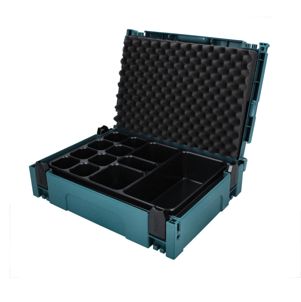 Makita Makpac 1 + insert universel avec 12 auges (P-83674) pour petites pièces