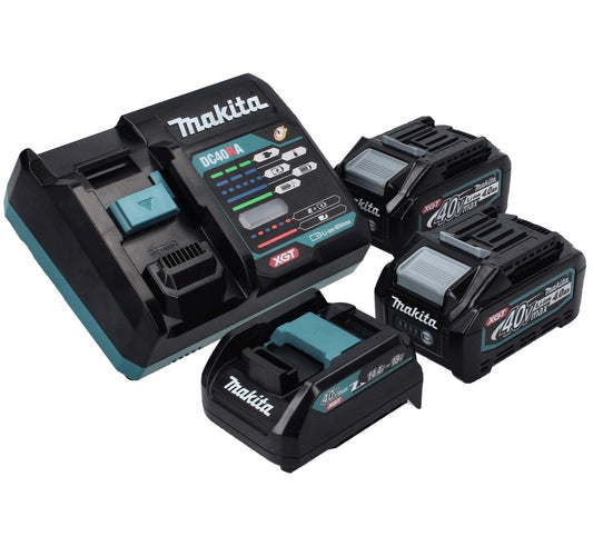 Kit source d'alimentation Makita 40 V max. avec 2 batteries BL 4040 4,0 Ah XGT + chargeur rapide DC 40 RA XGT LXT + adaptateur de charge ADP10