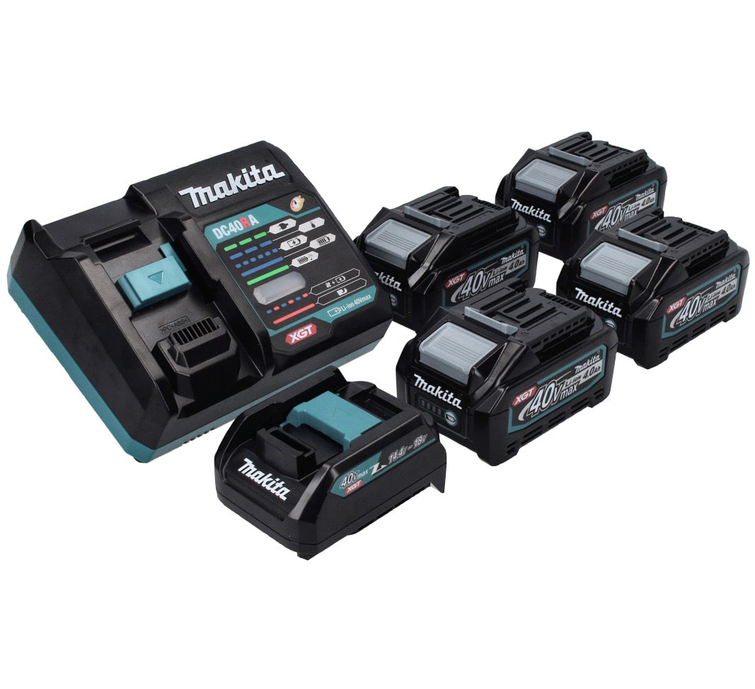 Kit d'alimentation Makita 40 V max. avec 4 batteries BL 4040 4,0 Ah XGT + chargeur rapide DC 40 RA XGT LXT + adaptateur de charge ADP10