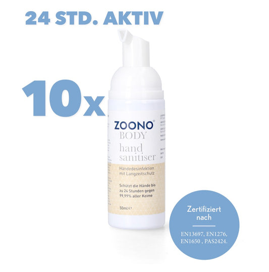 Zoono Germfree24 Handdesinfektion 10x 50 ml Schutz bis zu 24 Std. gegen 99,99 % aller Keime ( Zertifiziert nach PAS 2424 / EN13697 / EN1276 / EN1650 ) - Toolbrothers