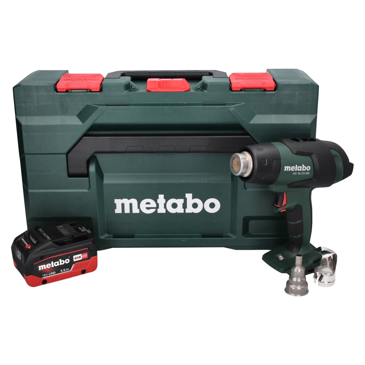 Metabo HG 18 LTX 500 Akku Heißluftgebläse 18 V 300 - 500 °C + 1x Akku 5,5 Ah + MetaBox - ohne Ladegerät - Toolbrothers