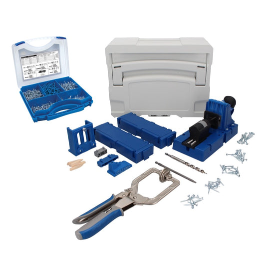 KREG Jig K5MS-EUR-SYS Master System Set Kit complet de menuisier + gabarit de perçage K5 + socle + pince de serrage + jeu de vis 675 pièces + systainer