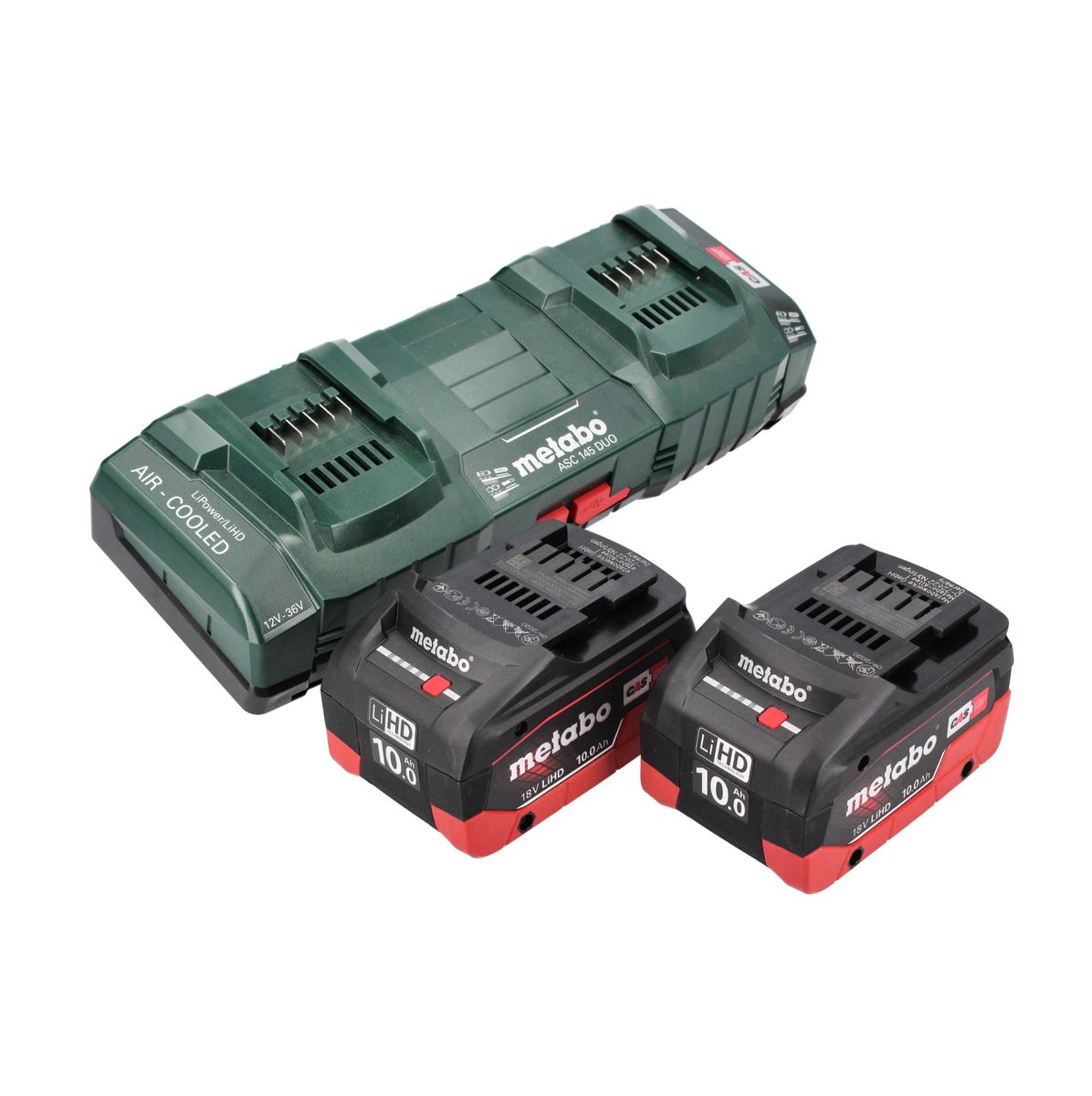 Metabo Basis Set 2x Akku 18 V 10,0 Ah LIHD + Doppelladegerät + metaBOX