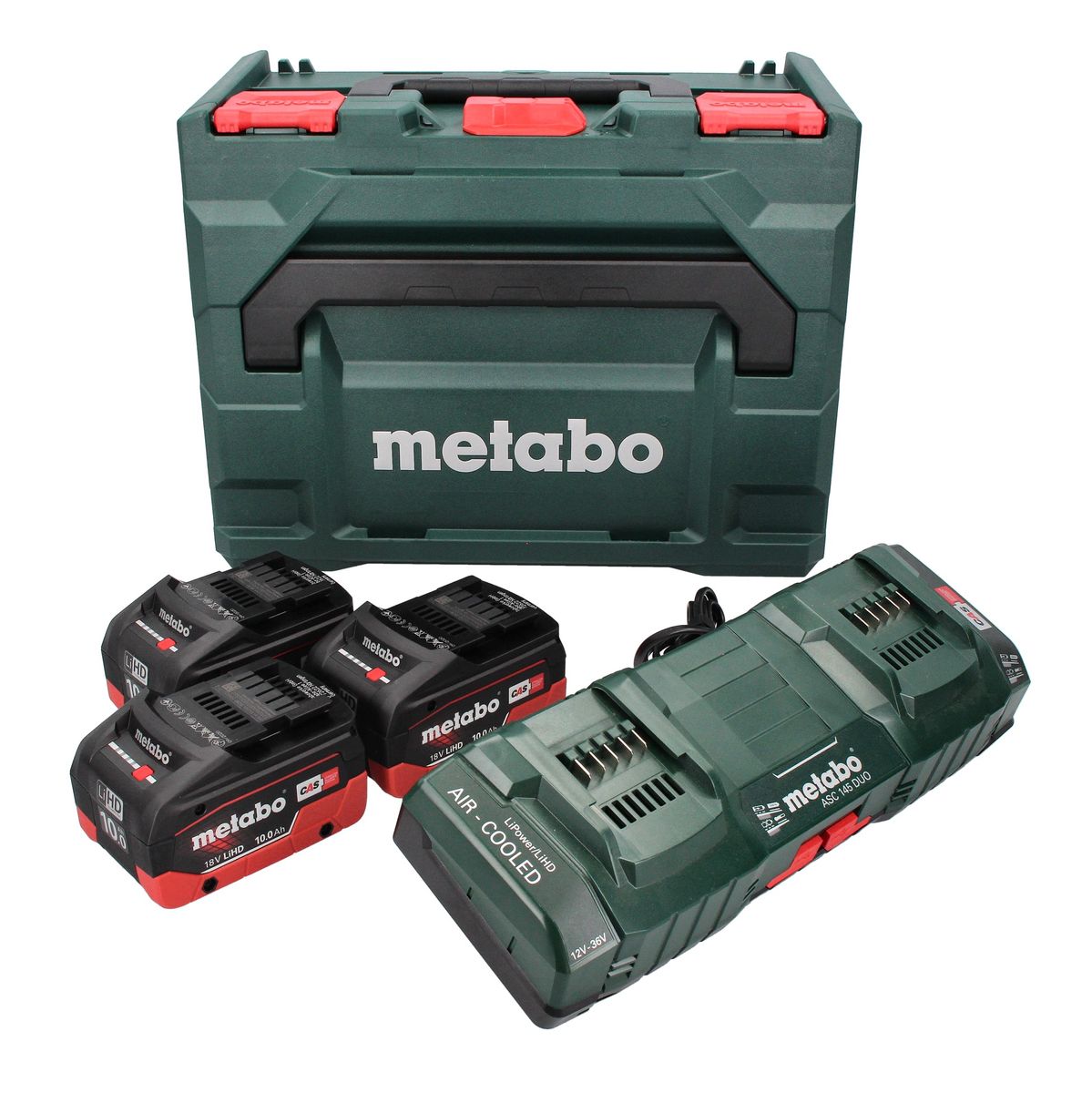 Kit de base Metabo 3x batterie 18 V 10,0 Ah LIHD + double chargeur + métaBOX