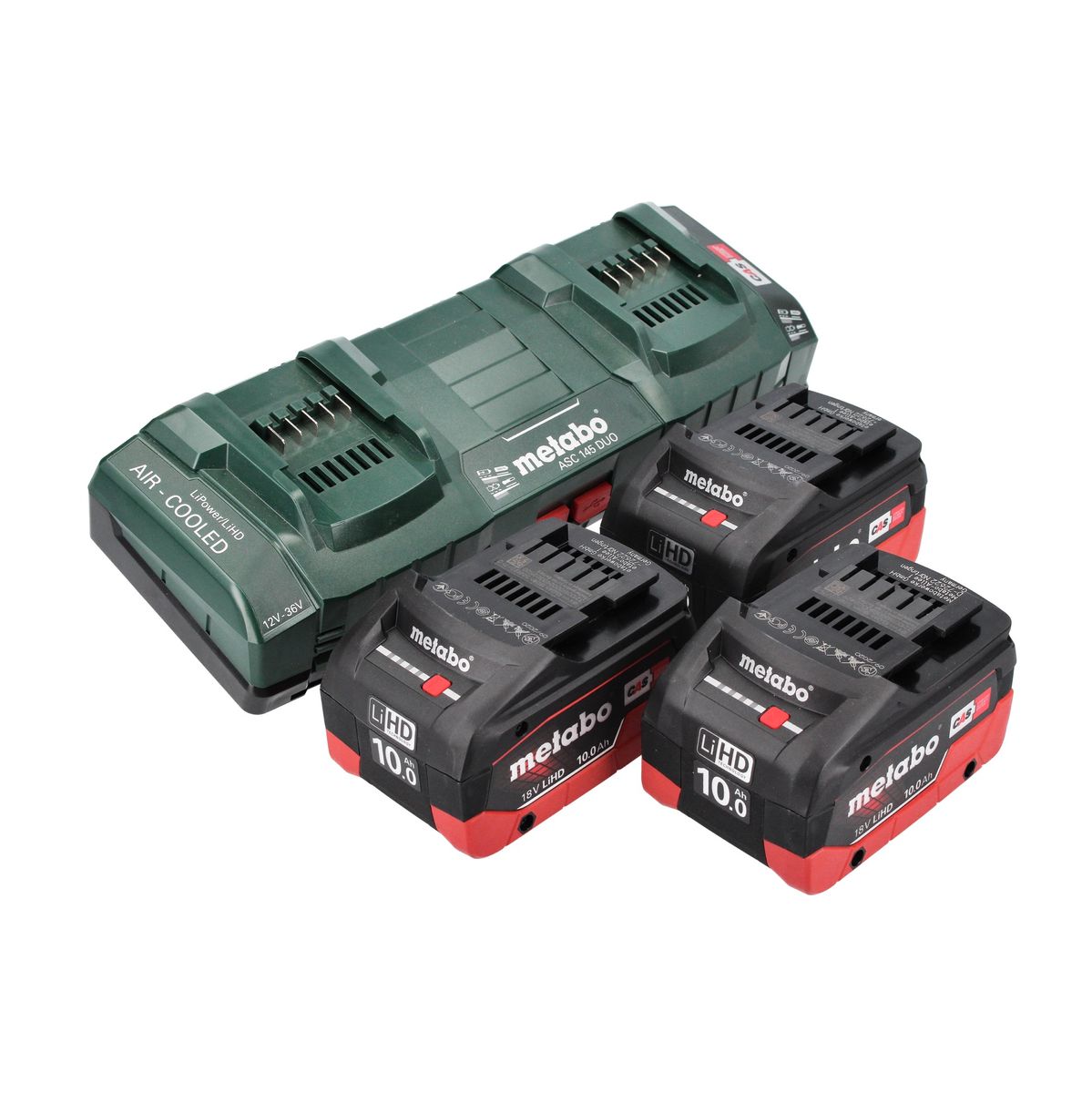 Kit de base Metabo 3x batterie 18 V 10,0 Ah LIHD + double chargeur + métaBOX