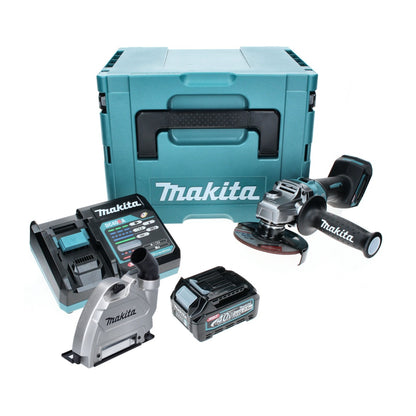 Meuleuse d'angle sur batterie Makita GA 008 GD101 40 V max. 125 mm sans balais XGT + 1x batterie 2,5 Ah + chargeur + hotte d'aspiration + Makpac