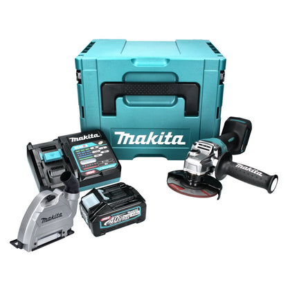 Meuleuse d'angle sur batterie Makita GA 013 GM101 40 V max. 125 mm sans balais XGT + 1x batterie 4,0 Ah + chargeur + hotte d'aspiration + Makpac