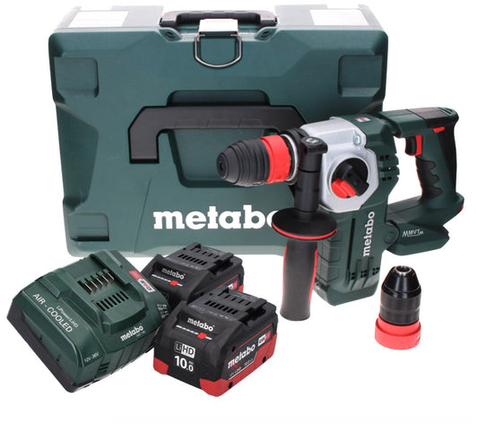 Metabo KHA 18 LTX BL 24 Marteau combiné à batterie Quick 18 V 2,2 J SDS-plus brushless (600211840) + 2x batteries 10,0 Ah + chargeur + MetaLoc