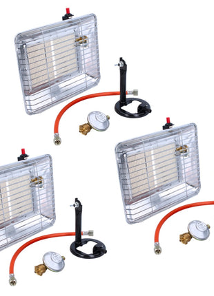 Rothenberger Industrial Set 3x radiateurs à gaz Eco Piezo (3x 35985) 2,7 kW - 4,2 kW pour bouteilles de gaz propane 5 kg et 11 kg