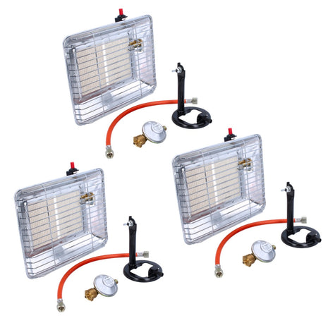 Rothenberger Industrial Set 3x radiateurs à gaz Eco Piezo (3x 35985) 2,7 kW - 4,2 kW pour bouteilles de gaz propane 5 kg et 11 kg