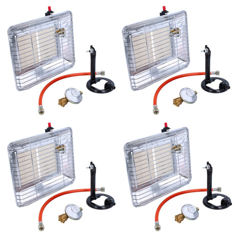 Rothenberger Industrial Set 4x radiateurs à gaz Eco Piezo (4x 35985) 2,7 kW - 4,2 kW pour bouteilles de gaz propane 5 kg et 11 kg