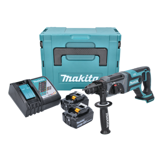 Makita DHR 241 RGJ Akku Bohrhammer 18 V 2,0 J SDS plus + 2x Akku 6,0 Ah + Ladegerät + Makpac