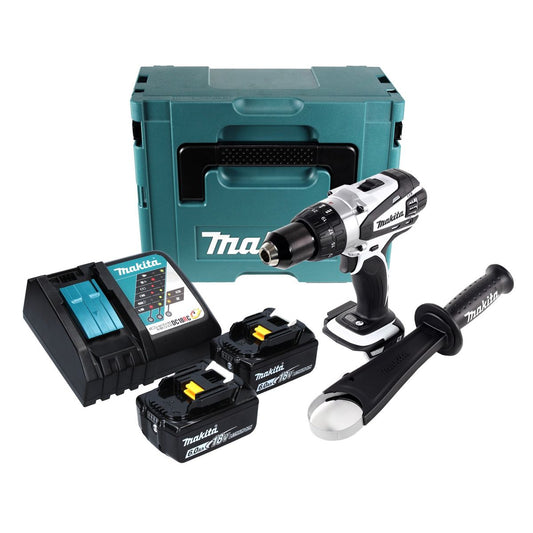 Makita DDF 458 RGJ W perceuse-visseuse sans fil 18 V 91 Nm blanc + 2x batteries 6,0 Ah + chargeur + Makpac