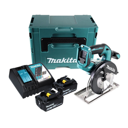 Makita DCS 551 RGJ scie circulaire à métaux sur batterie 18 V 150 mm sans balais + 2x batteries 6,0 Ah + chargeur + Makpac