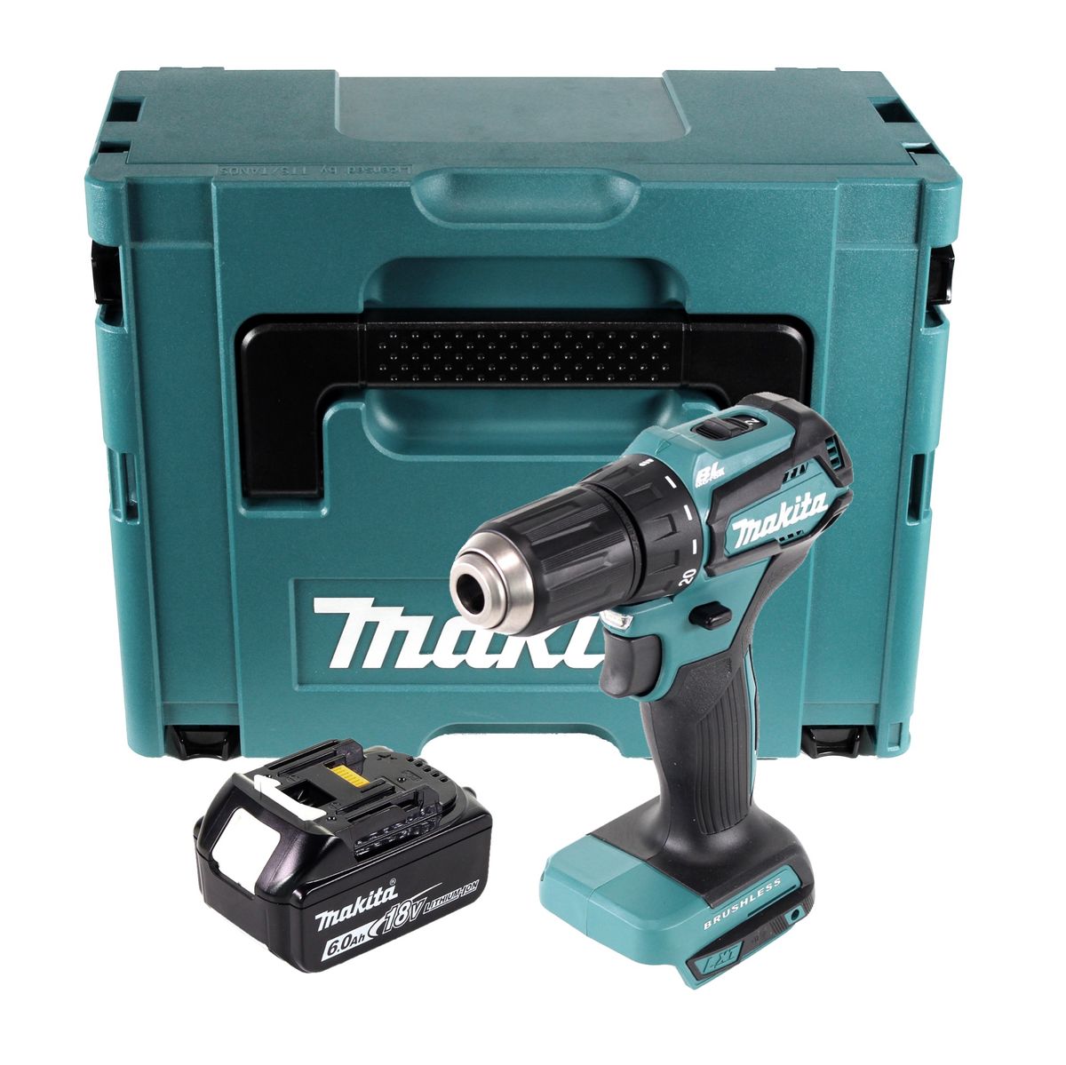 Makita DDF 483 G1J Akku Bohrschrauber 18 V 40 Nm Brushless + 1x Akku 6,0 + Makpac - ohne Ladegerät