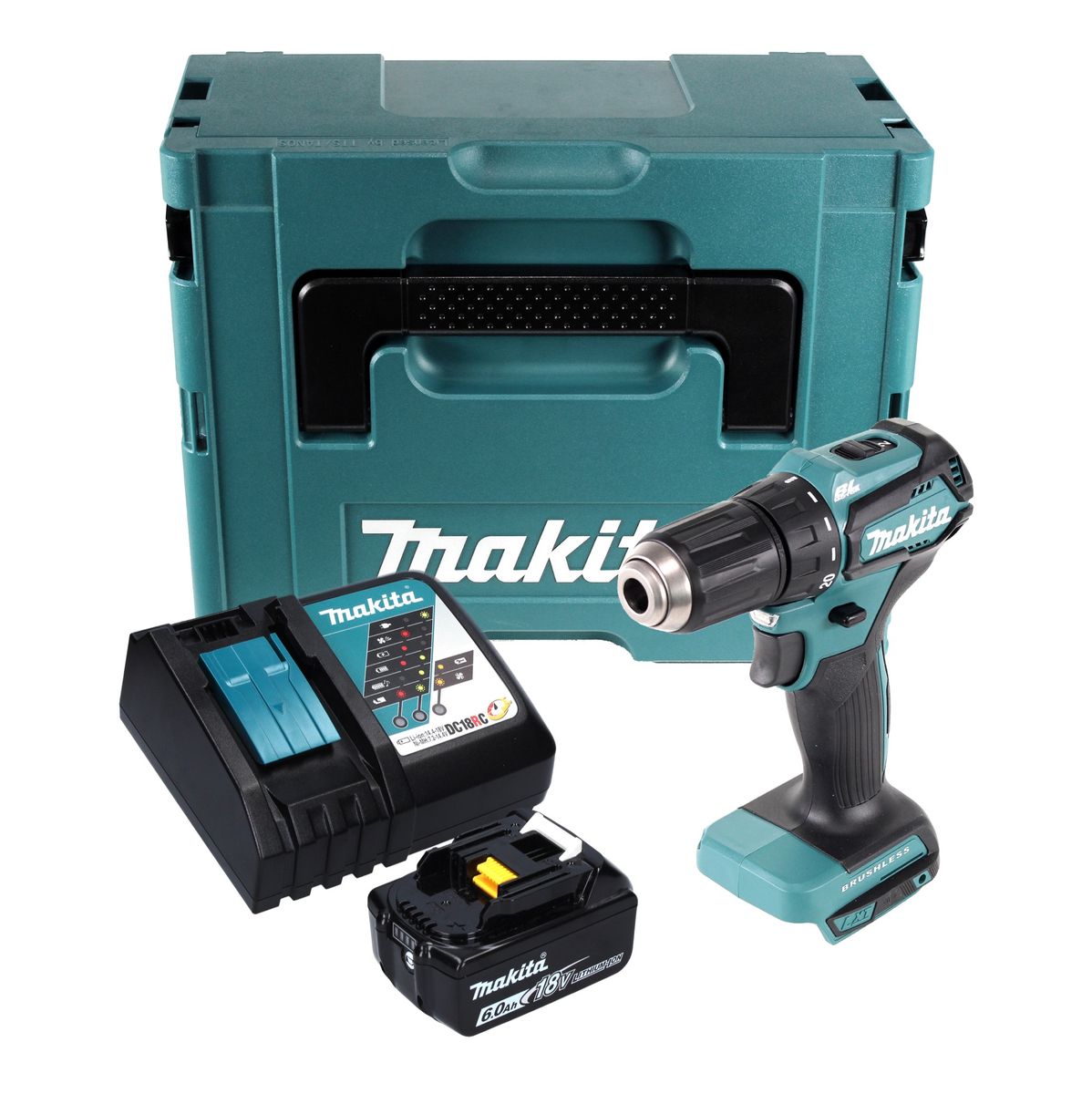 Makita DDF 483 RG1J perceuse-visseuse sans fil 18 V 40 Nm sans balais + 1x batterie 6.0 + chargeur + Makpac