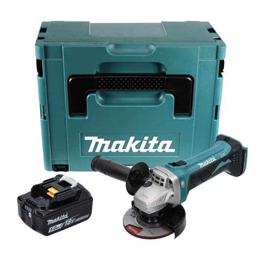 Makita DGA 452 T1J Akku Winkelschleifer 18 V 115 mm + 1x Akku 5,0 Ah + Makpac - ohne Ladegerät