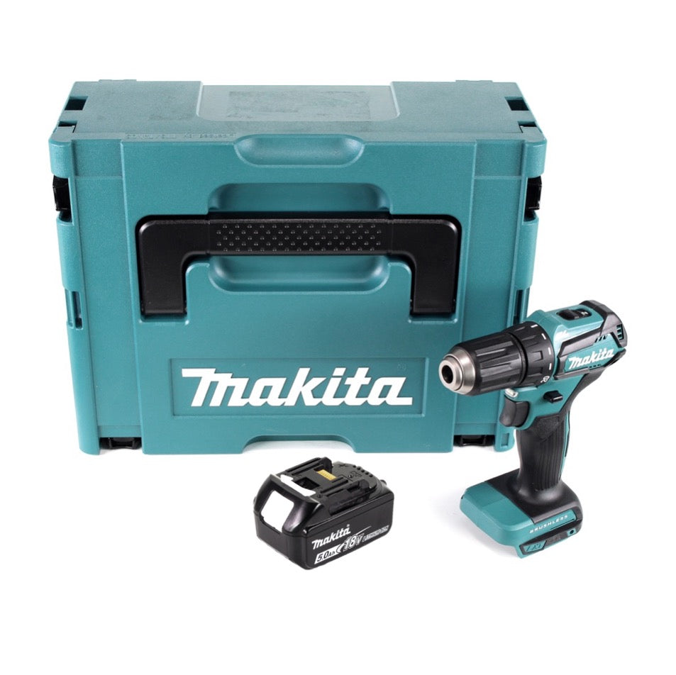 Makita DDF 483 T1J perceuse-visseuse sans fil 18 V 40 Nm sans balai + 1x batterie 5,0 Ah + Makpac - sans chargeur