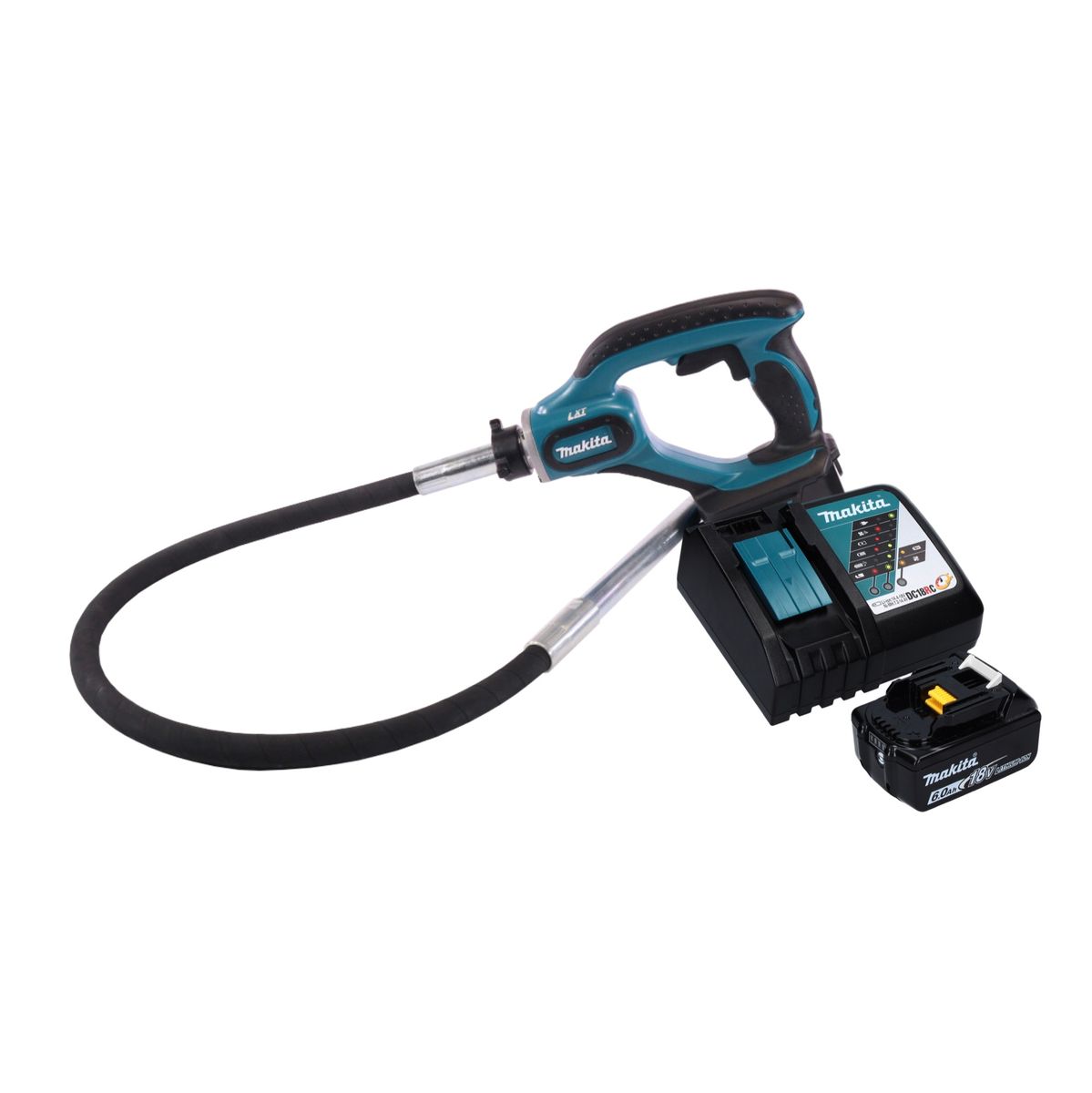 Compacteur à béton à batterie Makita DVR 450 RG1 18 V 1,2 m + 1x batterie 6,0 Ah + chargeur