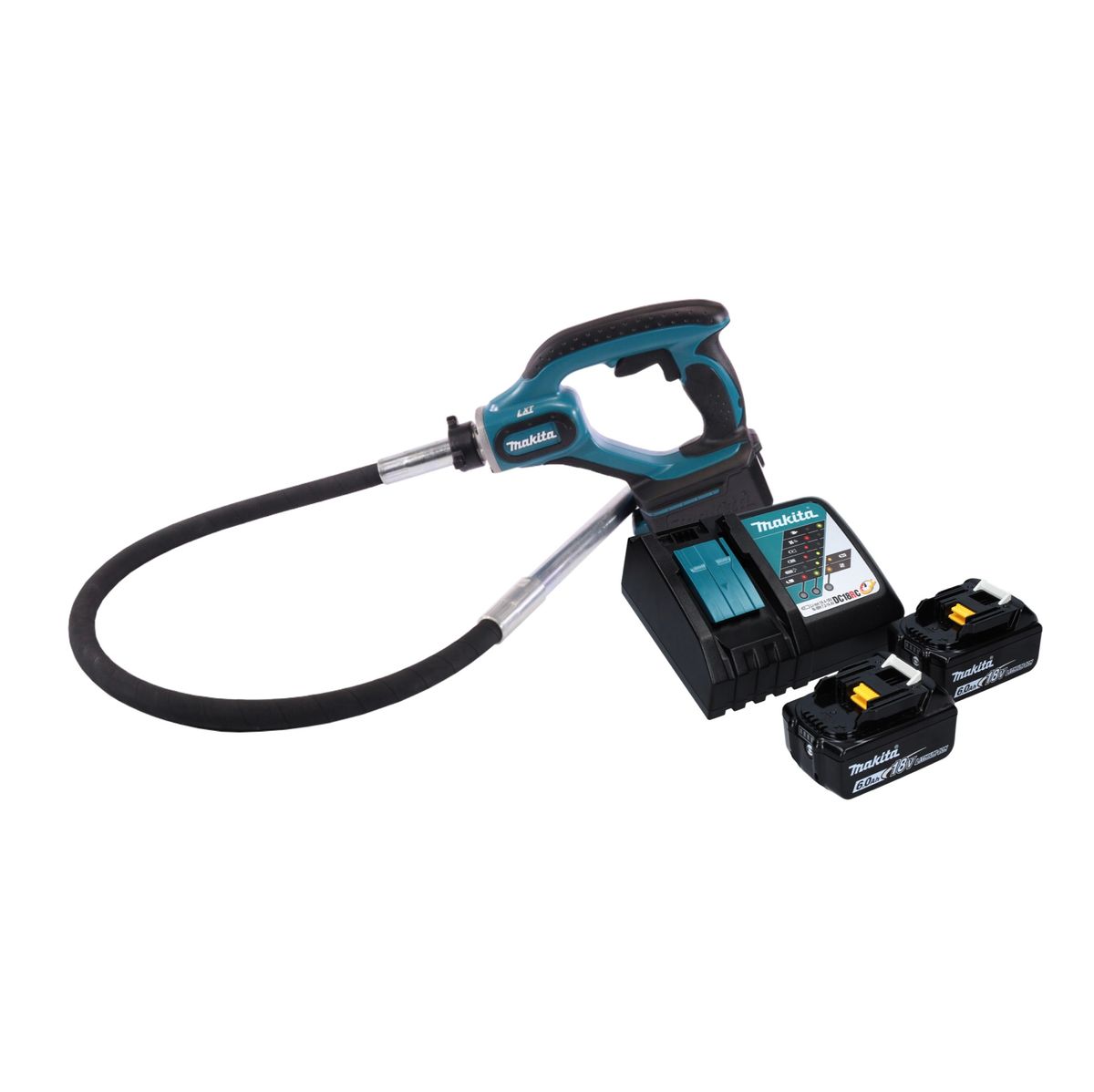 Makita DVR 450 RG Akku Betonverdichter 18 V 1,2 m + 2x Akku 6,0 Ah + Ladegerät