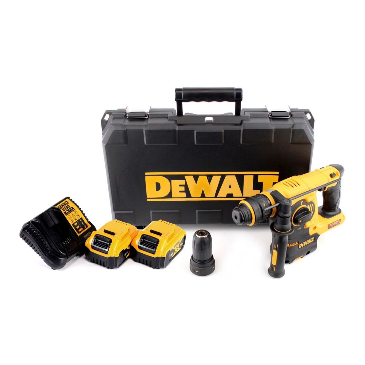 Marteau combiné à batterie DeWalt DCH 254 P2 18 V 2,1 J SDS Plus + 2x batteries 5,0 Ah + chargeur + mandrin interchangeable + mallette