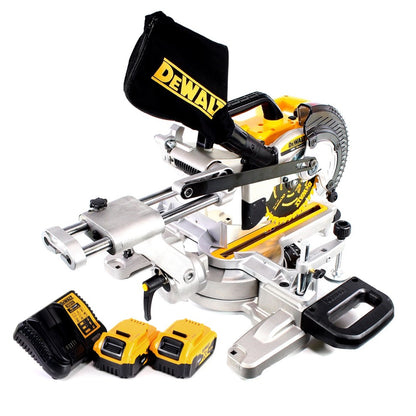 Scie à tronçonner et à onglets sur batterie DeWalt DCS 365 P2 18 V 184 mm + 2x batteries 5,0 Ah + chargeur