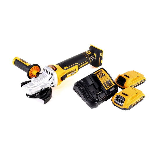 Meuleuse d'angle sur batterie DeWalt DCG 405 FD2 18 V 125 mm sans balais + 2 batteries 2,0 Ah + chargeur