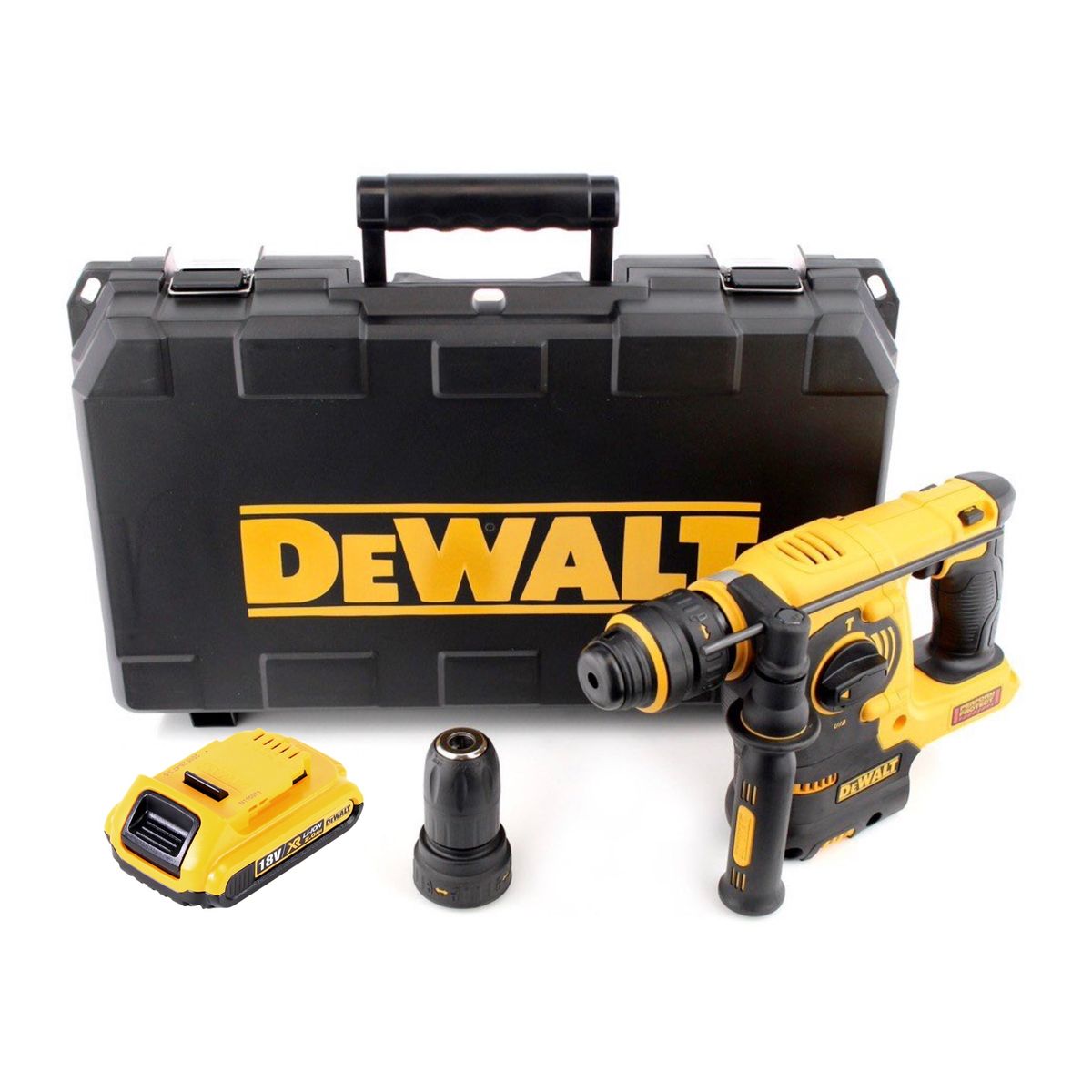 Marteau combiné à batterie DeWalt DCH 254 NT 18 V 2,1 J SDS Plus + 1x batterie 2,0 Ah + mandrin interchangeable + étui - sans chargeur