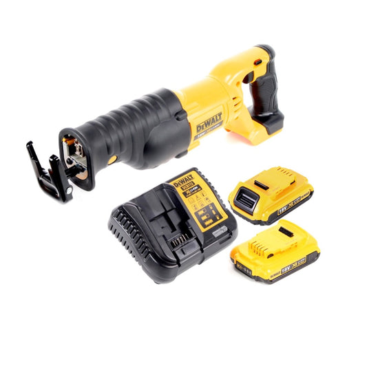 Scie sabre à batterie Dewalt DCS 380 D2 scie alternative 18 V + 2x batteries 2,0 Ah + chargeur