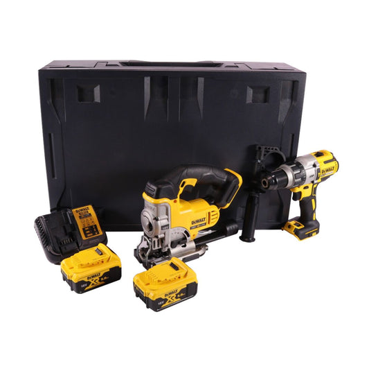 Perceuse à percussion sans fil Dewalt DCD 996 P2MD 18 V 95 Nm sans balais + scie sauteuse sans fil DCS 331 18 V + 2 batteries 5,0 Ah + chargeur + Maxi D-Box