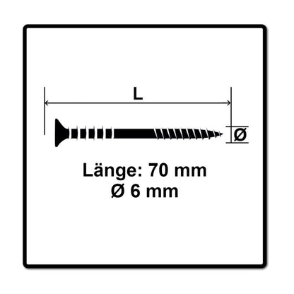 Vis de réglage SPAX 6,0 x 70 mm 500 pièces (5x 161010600703) filetage de réglage avec rainures de retenue tête plate T-STAR Plus 4Cut WIROX