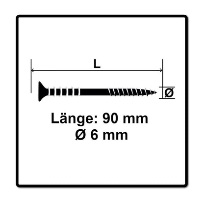 Vis de réglage SPAX 6,0 x 90 mm 200 pièces (2x 161010600903) filetage de réglage avec rainures de retenue tête plate T-STAR Plus 4Cut WIROX