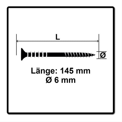 SPAX Justierschraube 6,0 x 145 mm 200 Stk ( 2x 161010601455 ) Justiergewinde mit Halterillen Flachkopf T-STAR Plus 4Cut WIROX - Toolbrothers