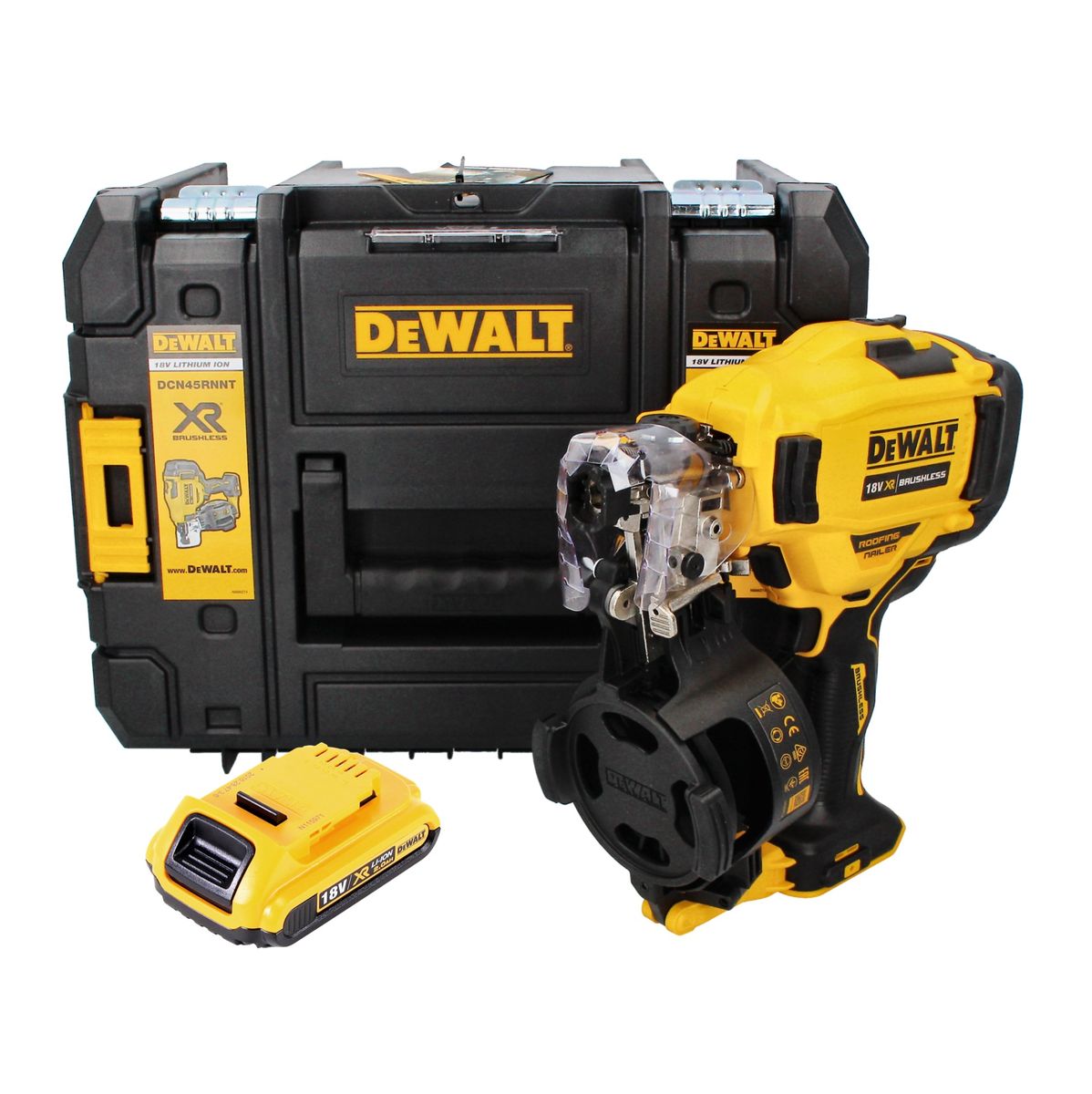 Cloueur à bobine DeWalt DCN 45 RNNT 18 V 19 - 44 mm sans balais + 1x batterie 2,0 Ah + TSTAK - sans chargeur