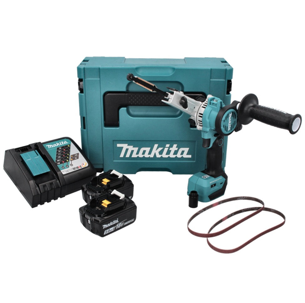 Makita DBS 180 RTJ Akku Bandfeile 18 V 9 x 533 mm Brushless + 2x Akku 5,0 Ah + Ladegerät + Makpac - Toolbrothers