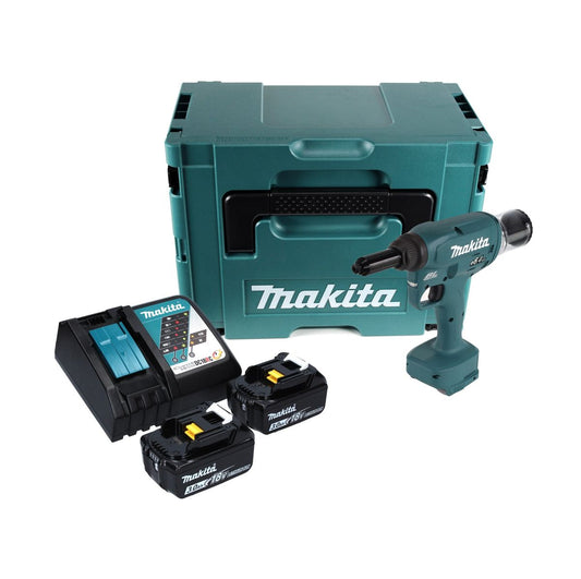 Makita DRV 250 RFJ outil de pose de rivets aveugles sur batterie 18 V 20 kN sans balais + 2x batterie 3,0 Ah + chargeur + Makpac