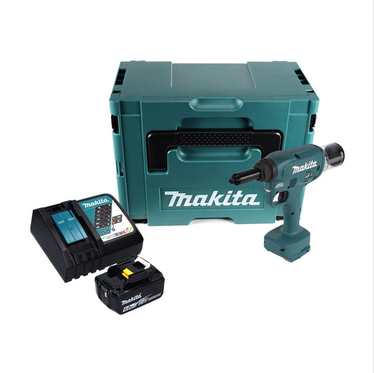 Makita DRV 250 RG1J outil de pose de rivets aveugles sur batterie 18 V 20 kN sans balais + 1 batterie 6,0 Ah + chargeur + Makpac