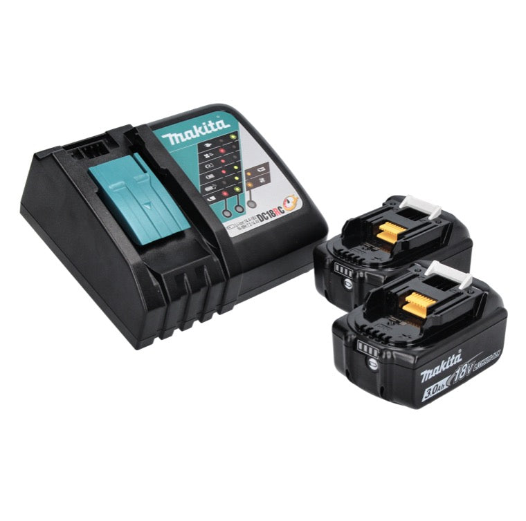 Makita DLX 2131 J Akku Kombo Kit 18 V mit DHP 482 Weiß 62 Nm + DTD 152 165 Nm + 2x Akku 3,0 Ah + Ladegerät + Makpac