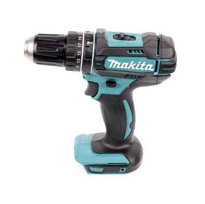 Makita DHP 482 STMX perceuse à percussion sans fil 18 V 62 Nm + scie sauteuse DJV 180 + meuleuse d'angle DGA 504 125 mm + 2x batteries 5,0 Ah + chargeur + 2x Makbox + planche à roulettes