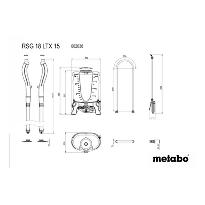 Pulvérisateur à dos à batterie Metabo RSG 18 LTX 15 18 V 15 L 3,0 bar Solo (602038850) - sans batterie, sans chargeur