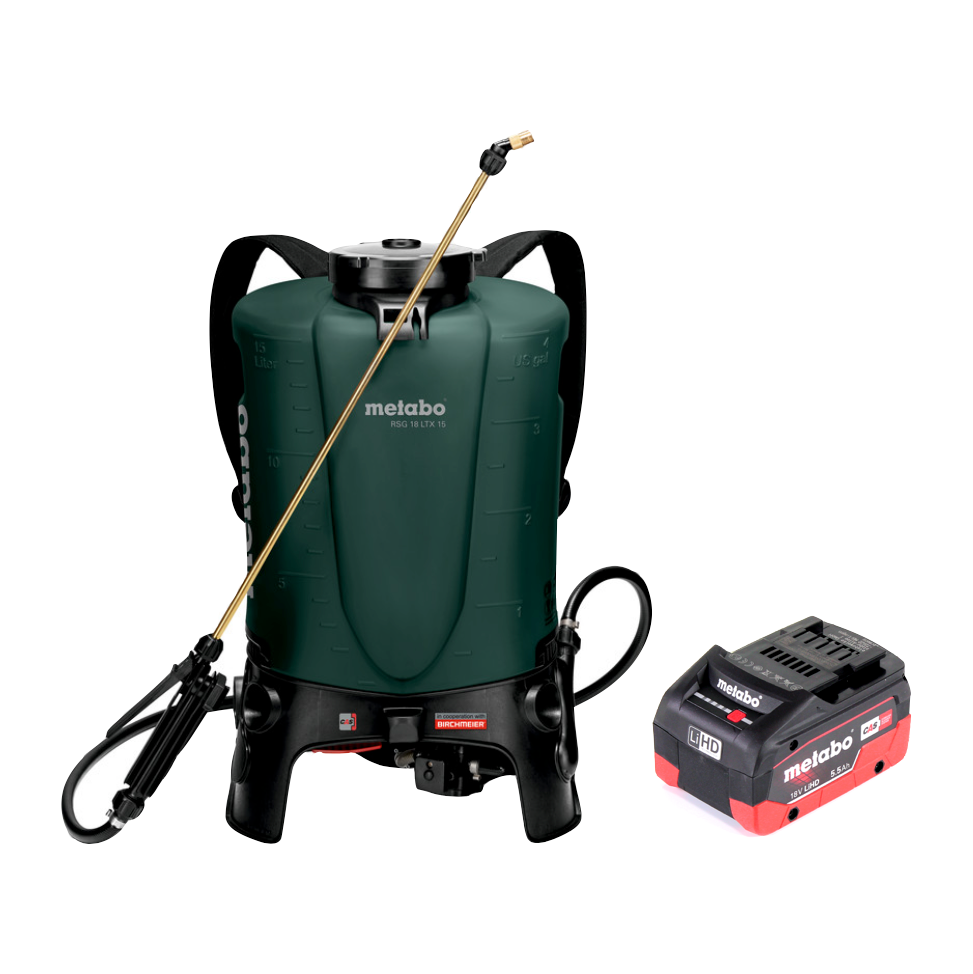 Pulvérisateur à dos à batterie Metabo RSG 18 LTX 15 18 V 15 L 3,0 bar + 1x batterie 5,5 Ah - sans chargeur