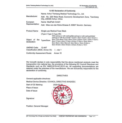 MR Solutions Medizinischer Mund Nasenschutz 100 Stk. Filtration BFE 98 % EN 14683:2019+AC:2019 Typ IIR 3 lagige OP Maske - Toolbrothers