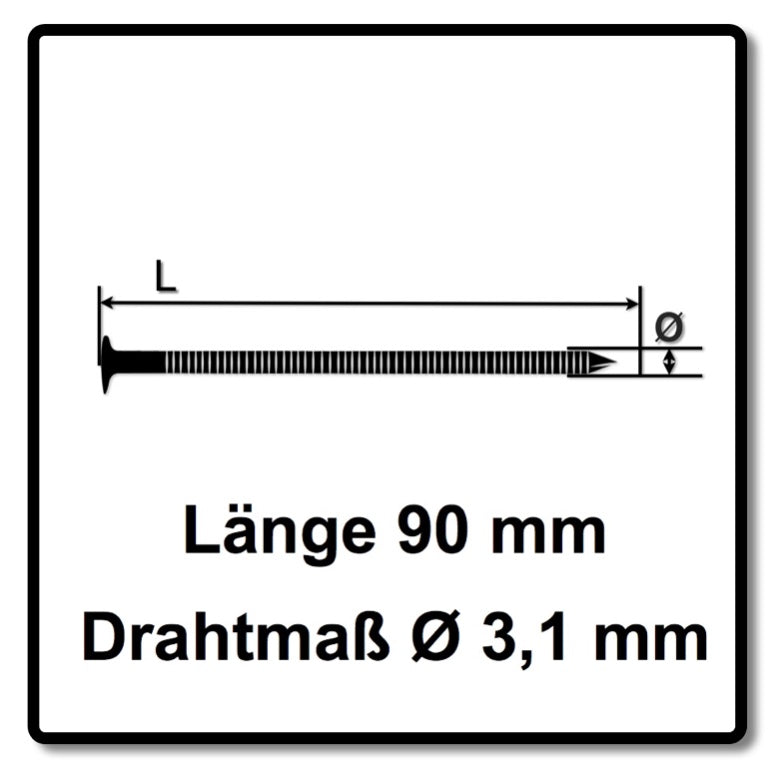 Prebena PR31/90NKRI Halbkopfnägel verzinkt Ringschaft Papiergebunden - 3000 Stück